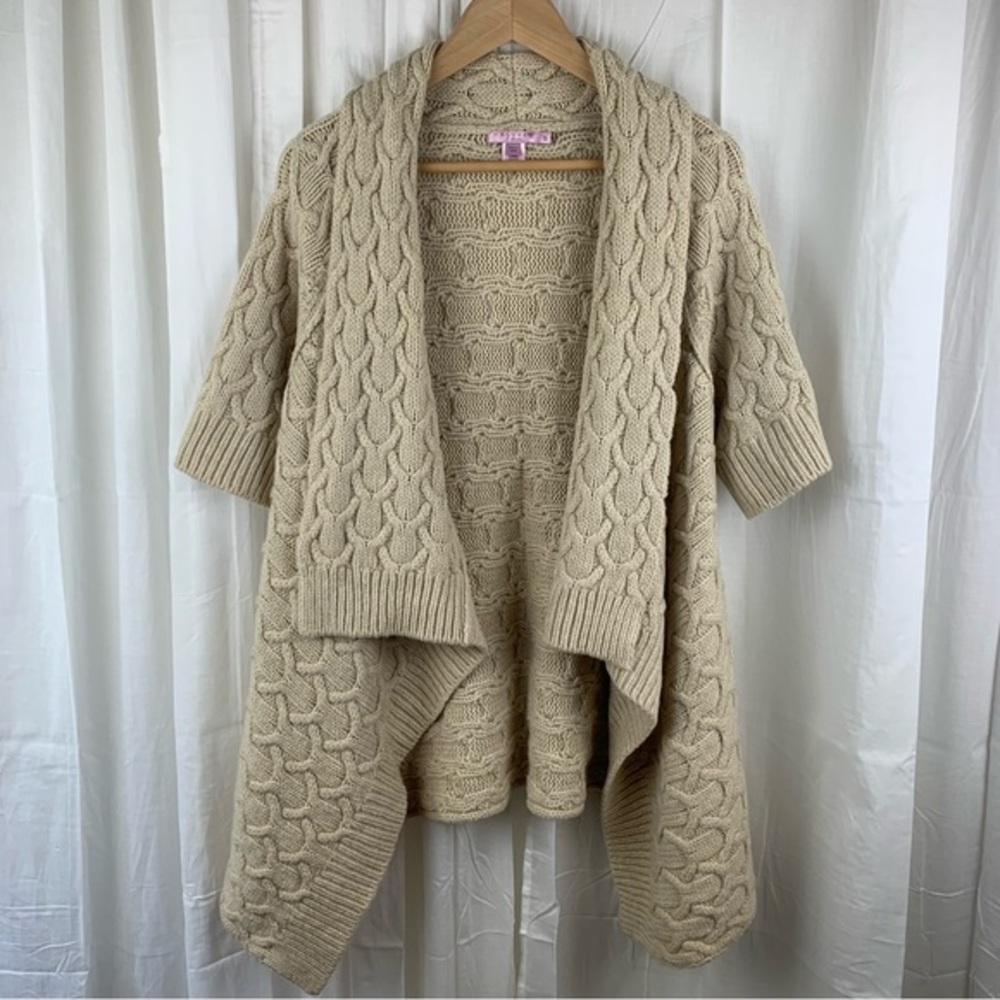 Calypso St.‎ Barth Wool Blend Open Front Shawl Collar S/S Chunky Cardigan Size S